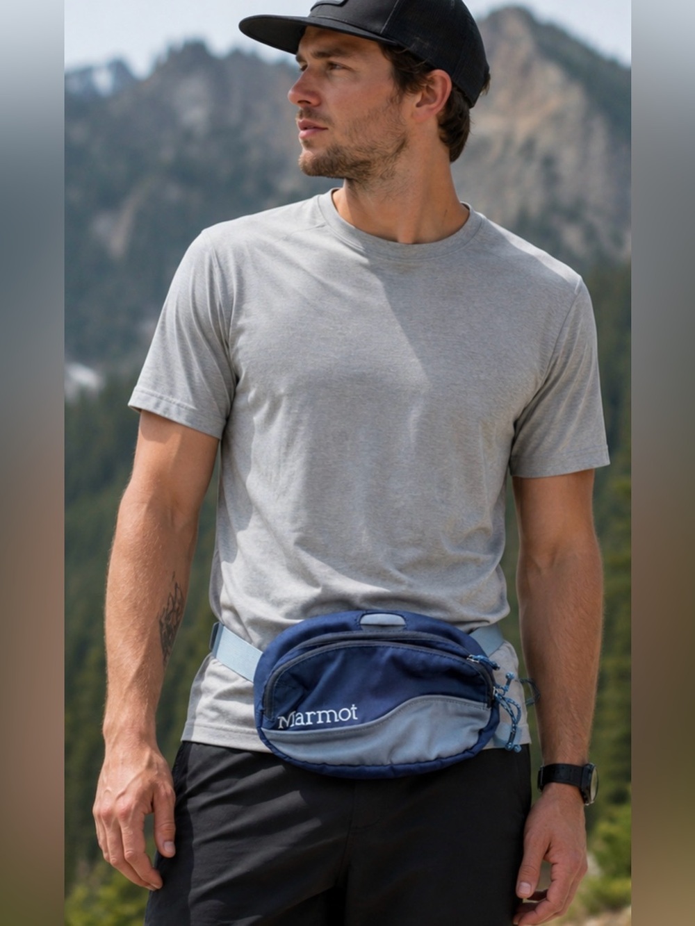 Marmot Hiking Waist Pack Fanny Pack Blue Gray Outdoor Trail Running Hip Bag